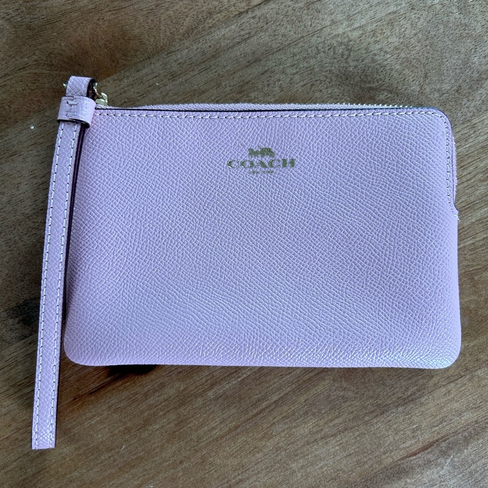 Coach pink leather wristlet